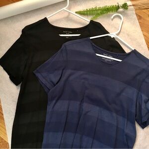 Daniel Buchler 100% Pima Cotton V-Neck T-Shirt Wide Stripes | Choose Color